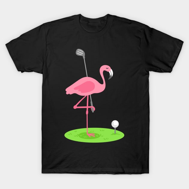 Golf Flamingo Golfing Golfer T-Shirt by KAWAIITEE